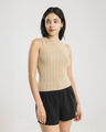 Top Rib Sin Mangas,BEIGE